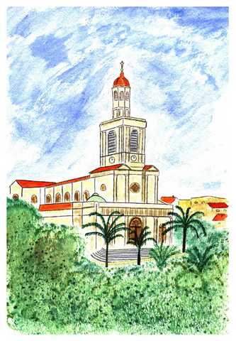 Philippeville, Eglise St Coeur de Marie ( aquarelle Gislaine).jpg (29633 octets)